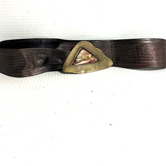 Handmade vintage leather Brown Textured Belt with Gold brass Buckle S/M